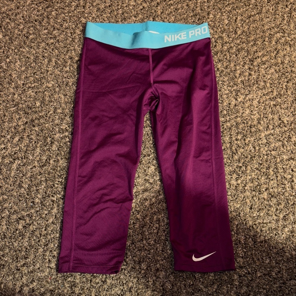 Nike Kids Magenta Leggings with Teal Waistband